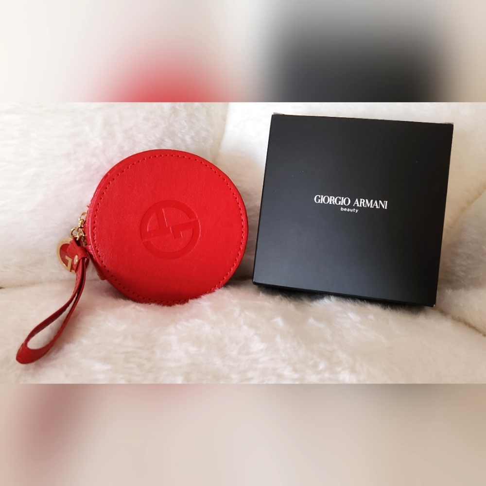 Giorgio Armani Red Cosmetic Coins Bag Luxurious Design